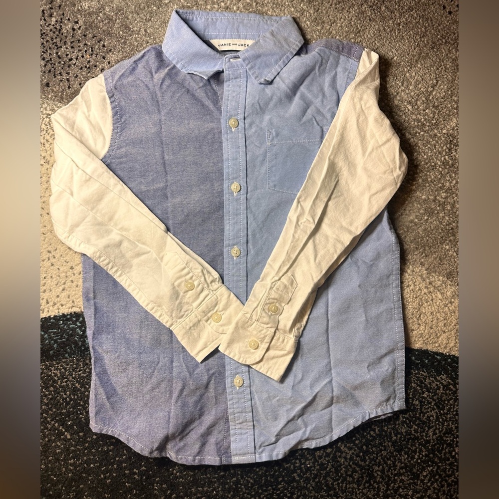 Janie and Jack Light Blue and White Button Down Shirt